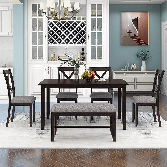 SogesPower 6-Piece Kitchen Dining Table Set - Image 3