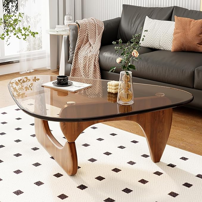 Glass Coffee Table for Living Room Mid Century Modern Triangle Center Table - Image 4