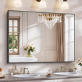 YIROMAN Bathroom Mirror for Wall 48"x36", Large Matte Black Bathroom Mirror by Unknown