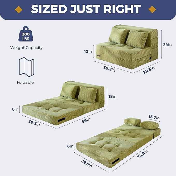 MAXYOYO Convertible Sofa Bed, Fold Out Loveseat Sleeper Sofa - Image 3