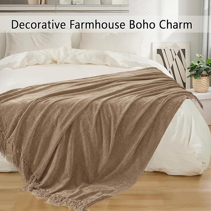 Chenille Throw Blanket for Couch 50"X 60", Soft Cozy Throws - Image 5