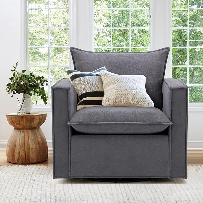 COLAMY Swivel Accent Chair, 34 Inches Wide Upholstered Arm Chair by COLAMYINC