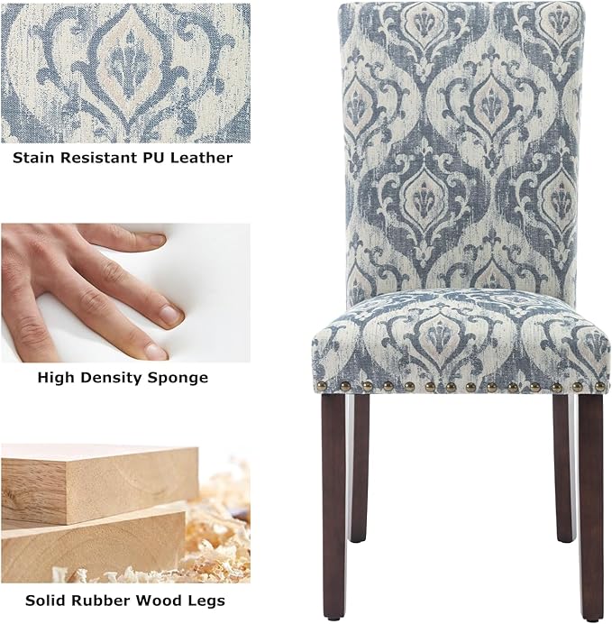 COLAMY Upholstered Parsons Dining Chairs Set of 4, Fabric Dining Room Kitchen - Image 4