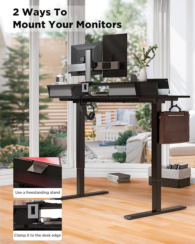 55x24 Inch Standing Desk with Double Drawers, C-Clamp Mount Compatible - Image 6