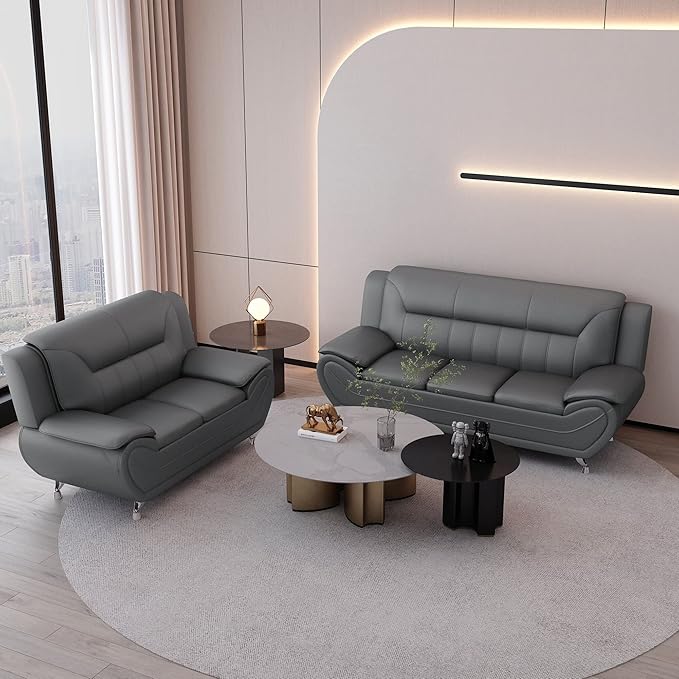 Container Furniture Direct Michael Modern Faux Leather Upholstered Stainless - Image 16