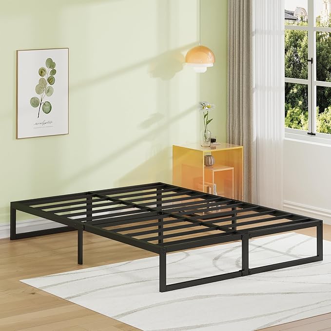 EMODA 12 Inch Queen Bed Frame No Box Spring Needed Heavy Duty Metal Platform - Image 8