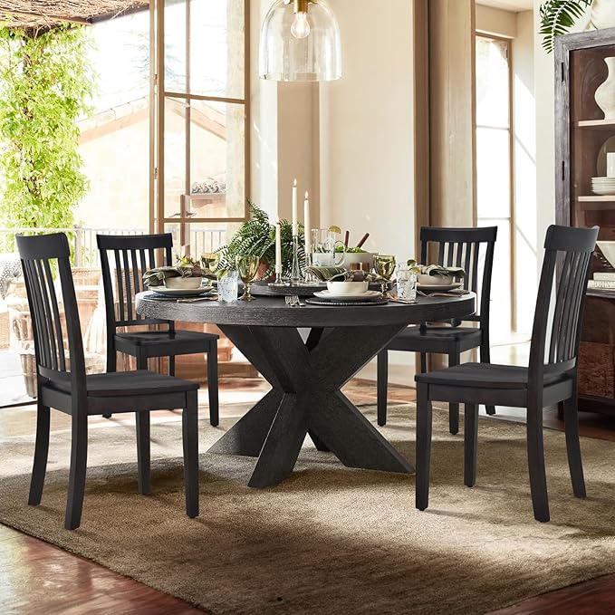 COLAMY Wooden Dining Room Chairs Set of 4, Spindle High Back Windsor Kitchen - Image 8
