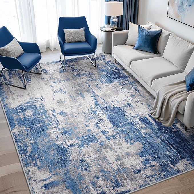 Washable Area Rugs 5'x7' Non-Slip Modern Abstract Soft by RELEANY