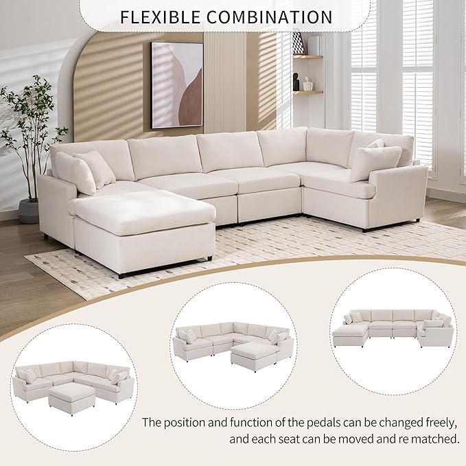100 Inch U-Shaped Modular Convertible Sectional Sofa - Image 5