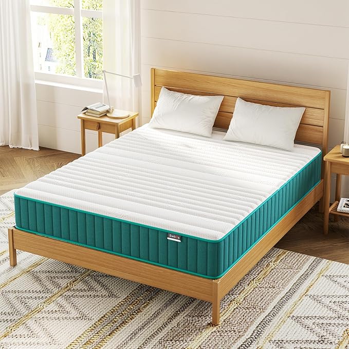 Firm Queen Mattress, 10 Inch Cooling-Gel Memory Foam & Pocket Spring Hybrid by Swbvs