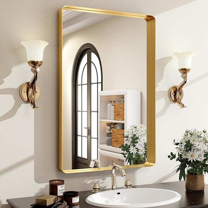 36 x 24 Inch Gold Bathroom Mirror by EASLY