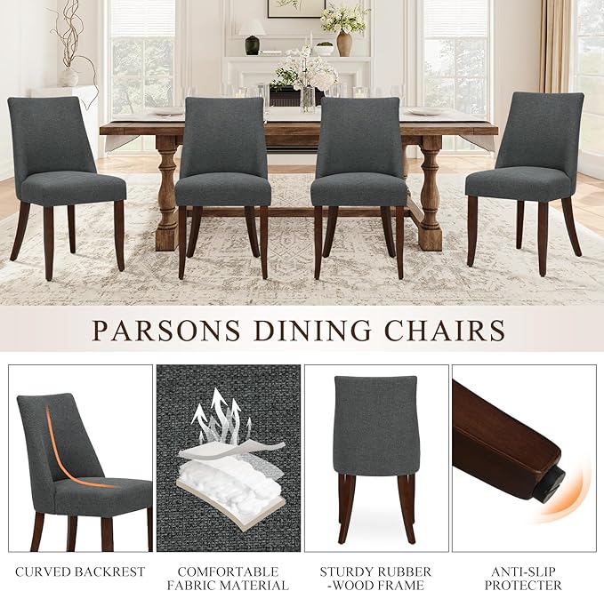 COLAMY Upholstered Dining Chairs Set of 4, Mid Century Modern Kitchen Chairs - Image 5