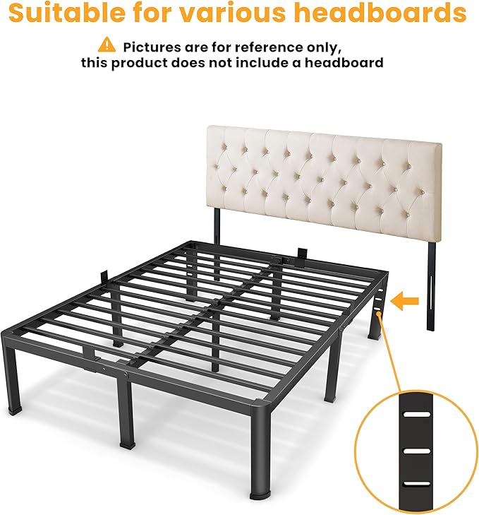 20 Inch Queen Size Metal Platform Bed Frame - Image 6