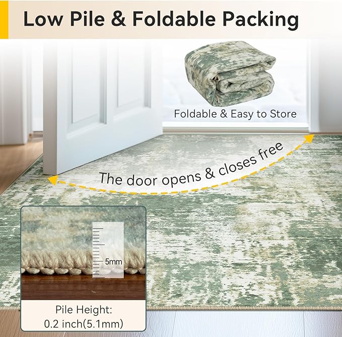 Washable Area Rugs 6'x9' Non-Slip Modern Abstract Soft - Image 6