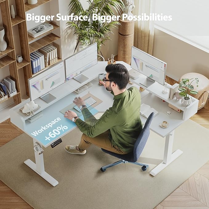 Agilestic L Shaped Standing Desk, Adjustable Height Corner Gaming Desk - Image 7