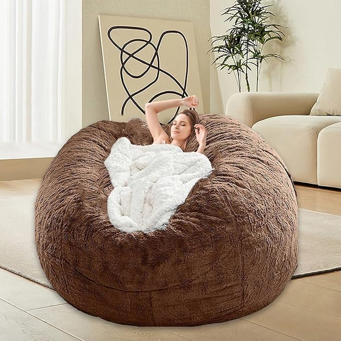 Bean Bag Chairs for Kids Comfy Fluffy Big Joe Bean Bag Chair Covers Only Round - Image 8