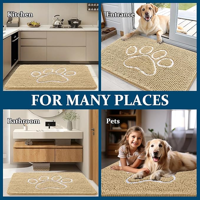 OLANLY Door Mat for Muddy Dog Paws 59x35, Ultra Absorbent Chenille Mud Doormat - Image 8