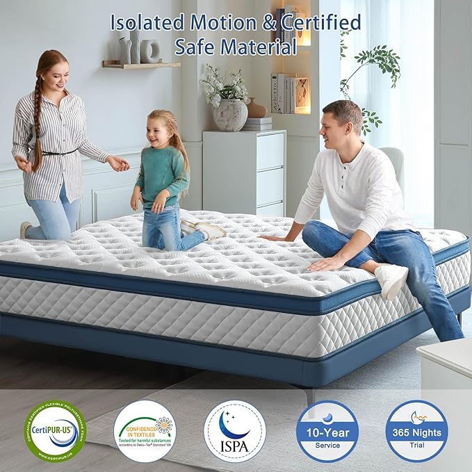 Full Size Mattress, 10 Inch Medium Firm Hybrid Full Bed Mattress, Memory Foam - Image 7