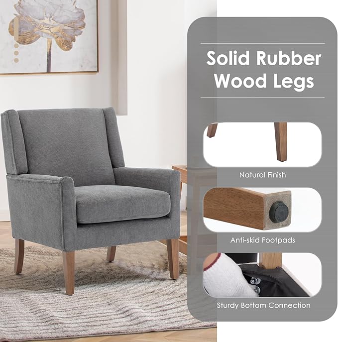 COLAMY Modern Wingback Living Room Chair Set of 2, Upholstered Fabric Accent - Image 5