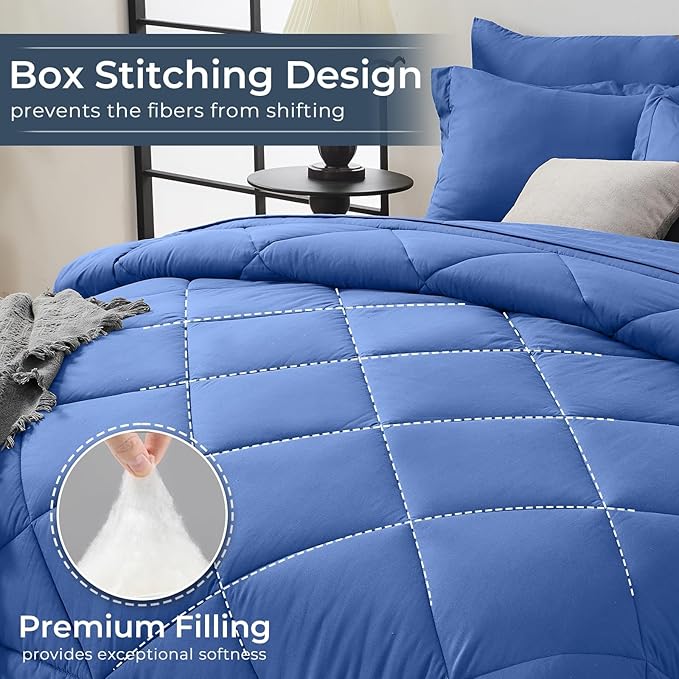 HEVUMYI Royal Blue Twin Comforter Set - Image 4