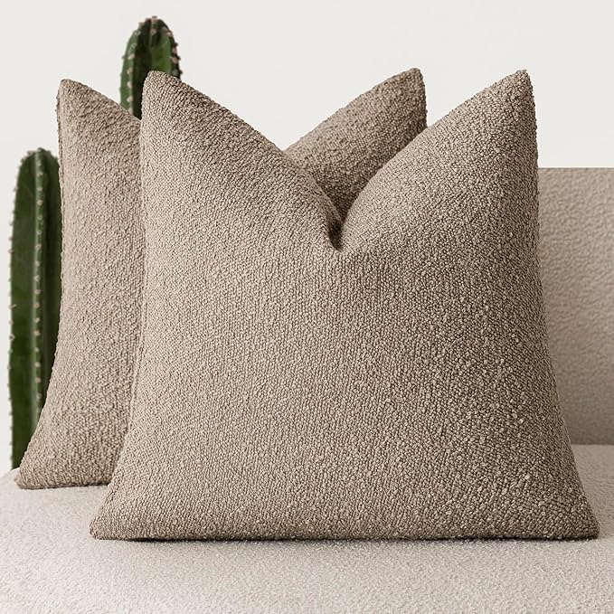 Foindtower Set of 2, Decorative Textured Boucle Throw Pillow Covers Accent by Foindtower