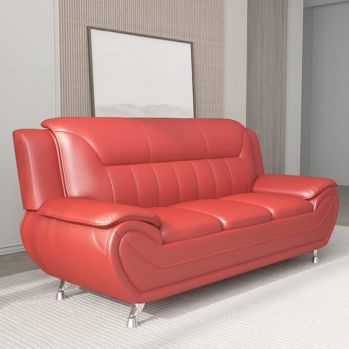 Container Furniture Direct Michael Modern Faux Leather Upholstered Stainless - Image 13