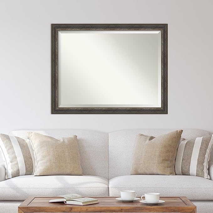 Amanti Art Brown Wall Mirror 35x45 Alta Rustic Char Rectangle Bathroom Mirror - Image 5