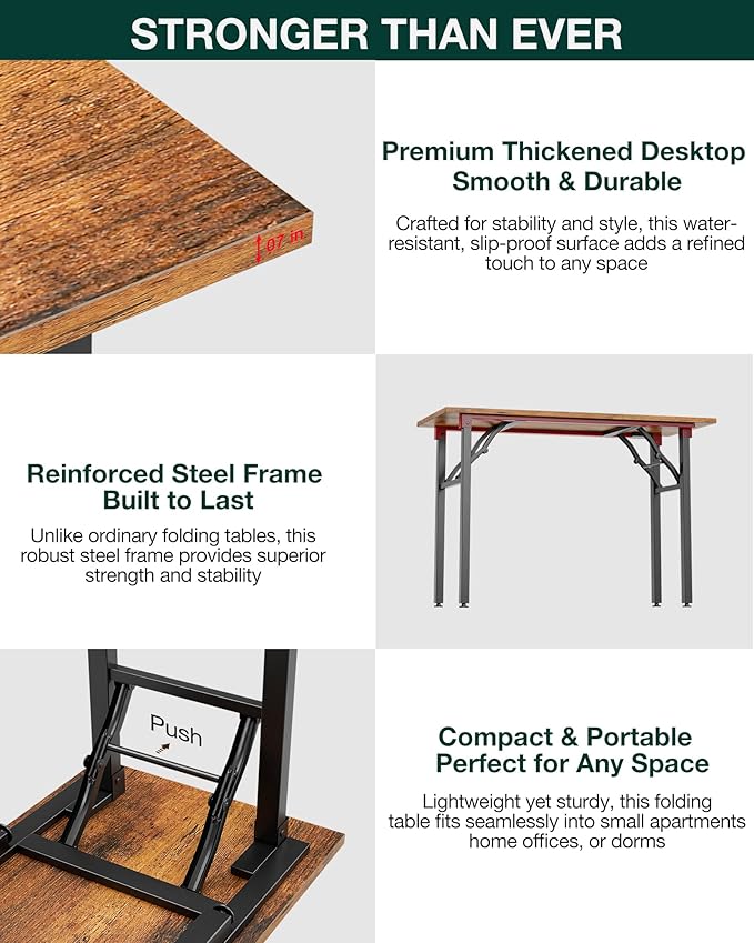 Frylr Small Folding Computer Desk – 43.3 Inch Portable Table - Image 5