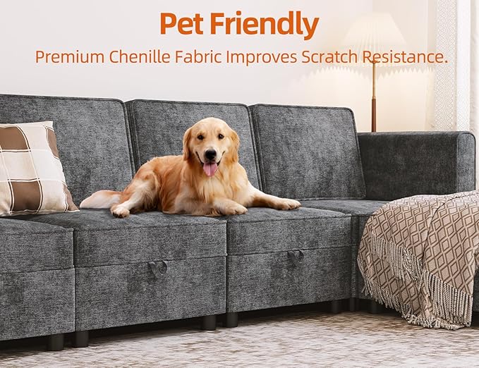 GAOMON Chenille Armrest Module for Modular Sectional Sofa, 90°-180° Adjustable - Image 6
