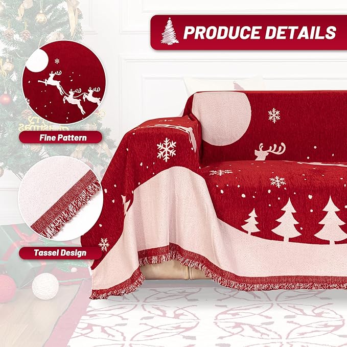 MYSKY HOME Christmas Chenille Sofa Slipcover Couch Covers - Image 3