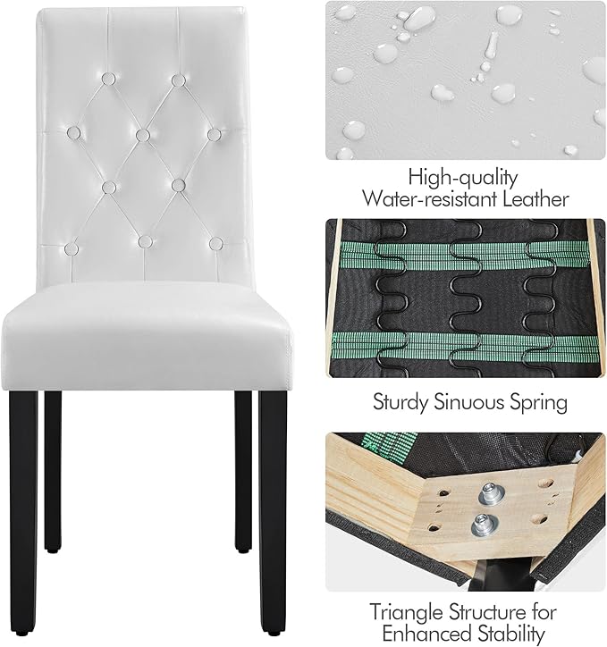 Yaheetech Dining Chairs Set of 4 Modern Style Faux Leather Dining Room Chairs - Image 5