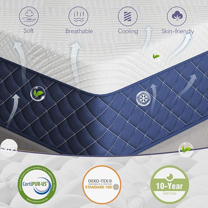 Full Mattresses, 14 Inch Hybrid Full Mattress in a Box, Memory Foam and - Image 2