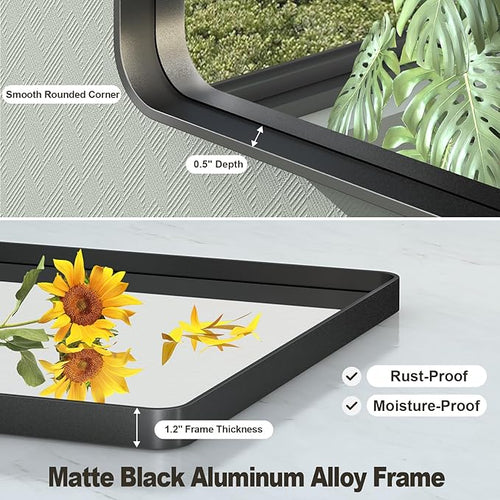 20x30 Inch Black Framed Bathroom Mirror - Image 2