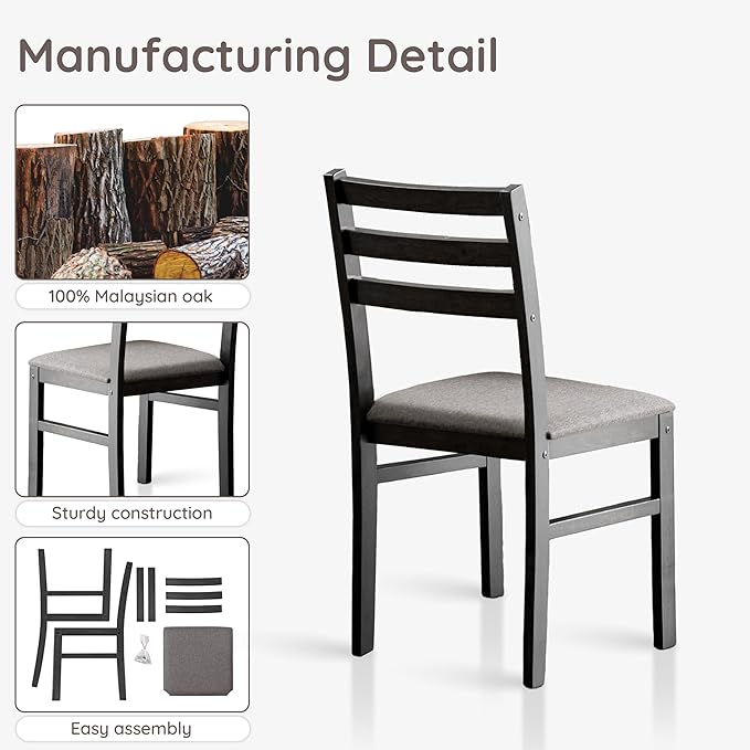 Livinia Seattle Modern Farmhouse Kitchen Dining Room Chair Set of 4, Solid Wood - Image 5