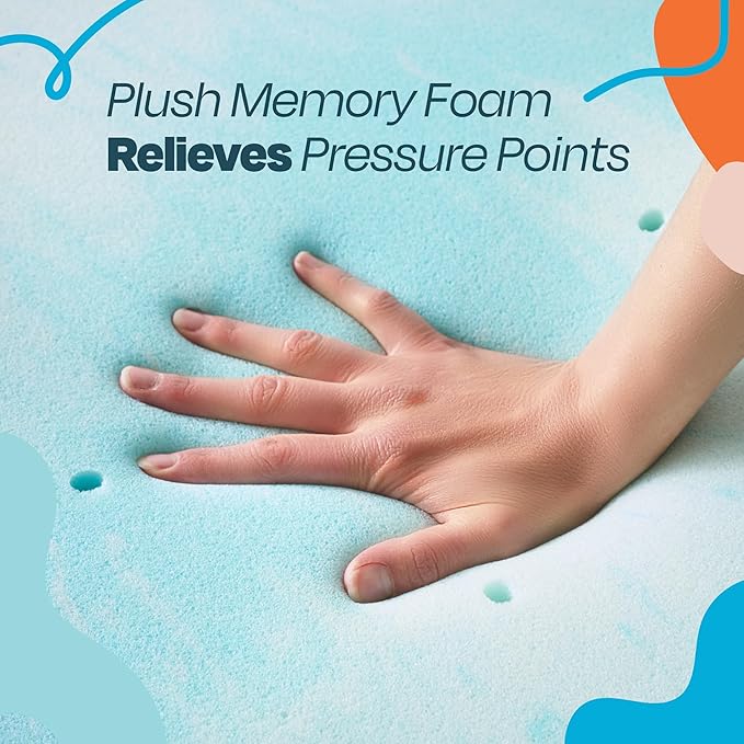 Linenspa 2 Inch Gel Swirl Memory Foam Mattress Topper – Cooling Gel Infused – - Image 3