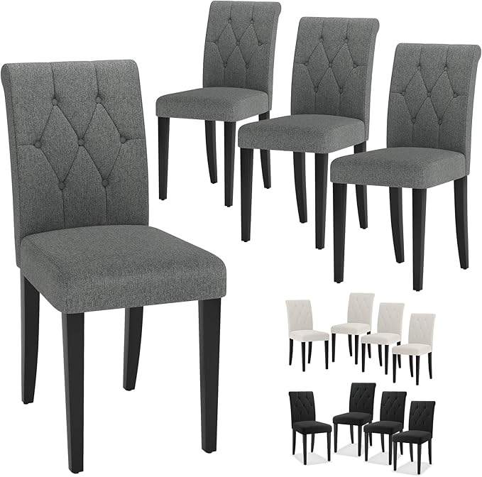 Upholstered Dining Chairs Set of 2, Button Tufted Parsons Dining Chair - Image 7