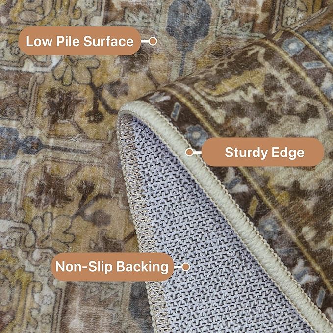 GENIMO 2x5 Runner Rugs for Hallway, Machine Washable Non Slip Vintage Retro Rugs - Image 7