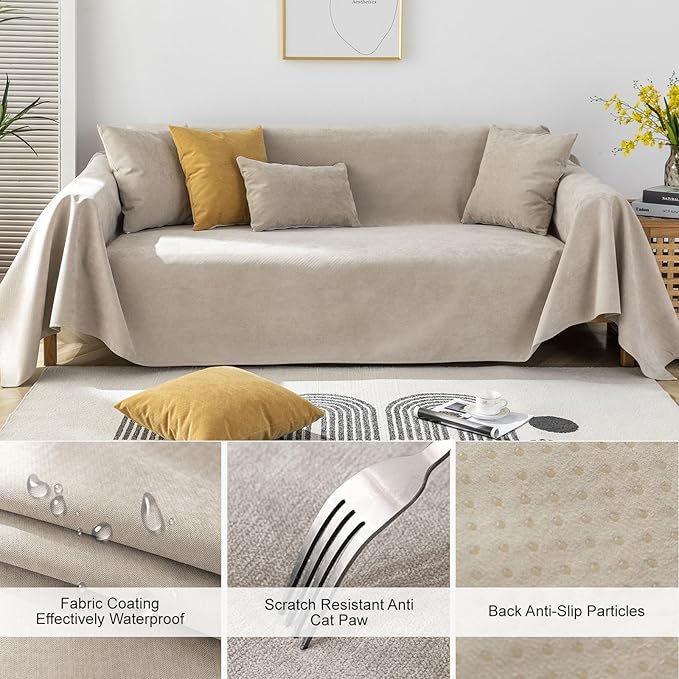 STACYPIK Waterproof Anti-Cat Scratch Couch Covers, Non-Slip Couch Covers - Image 3