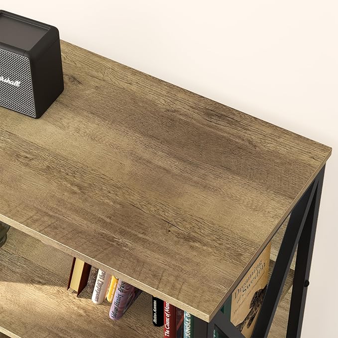 Horizontal Bookshelf, Industrial Modern 5 Cube Low Wide Cubby Bookcase - Image 7
