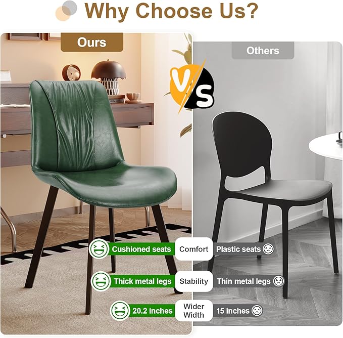 Upholstered Dining Chairs Set of 2, Modern Kitchen & Dining Room Chairs - Image 3
