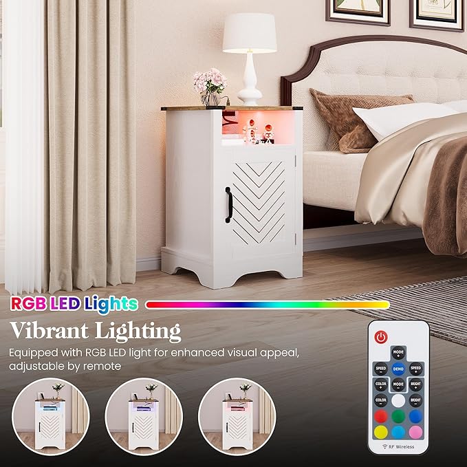 RoyalCraft Farmhouse Nightstand Set of 2, Bedside Table Set of 2 - Image 3