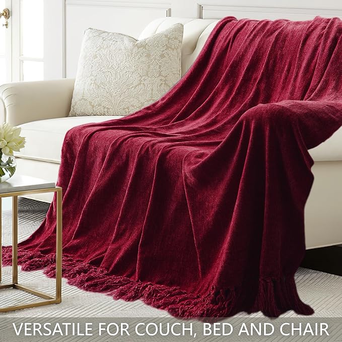 Chenille Throw Blanket for Couch 50"X 60", Soft Cozy Throws - Image 4
