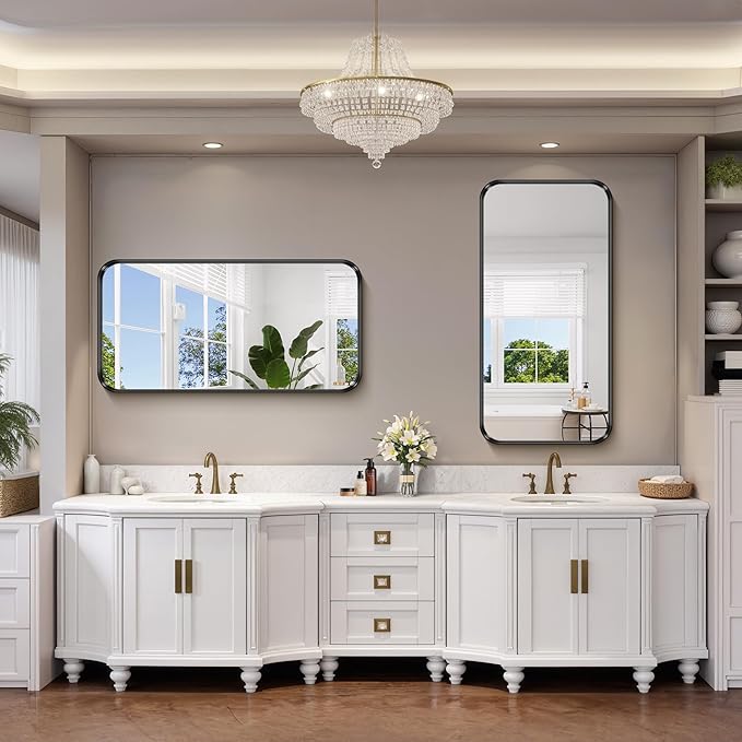 FORBATH 24x48 Inch Bathroom Mirror, Brushed Black Deep Frame Narrow Wall Mirror - Image 2