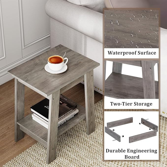 End Table, Side Table with 2-Tier Storage Shelf, Sofa Table - Image 7