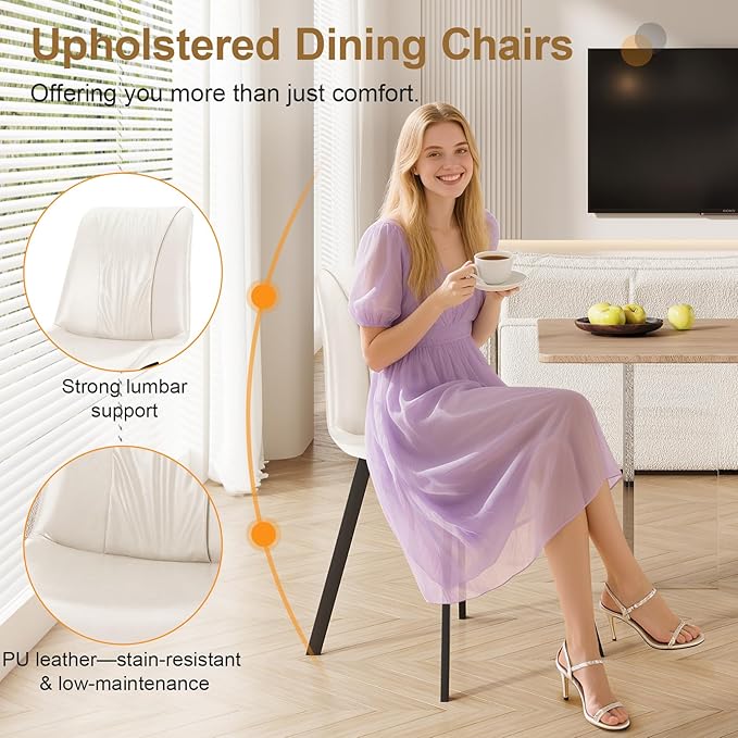 Upholstered Dining Chairs Set of 4, Modern Kitchen & Dining Room Chairs - Image 7