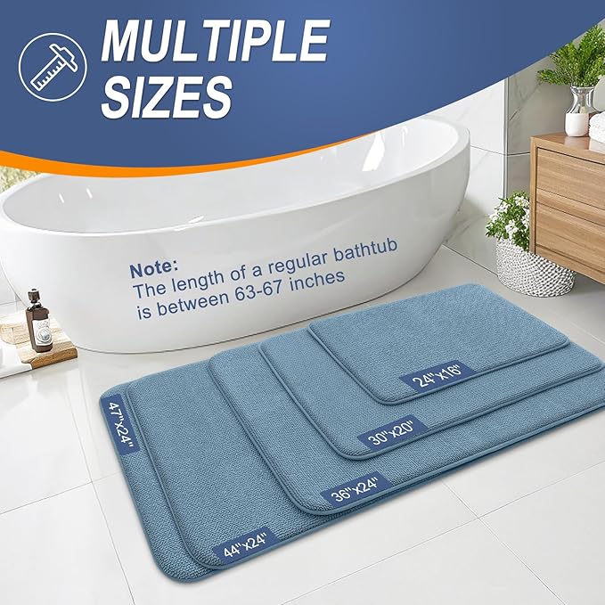 OLANLY Thick Memory Foam Bath Mat Rug 47x24, Extra Soft Absorbent Bathroom Rug - Image 5