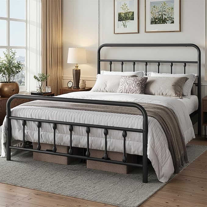 Queen Bed Frame-Classic Metal Platform Bed Frame Mattress Foundation - Image 7