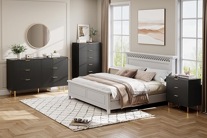 GarveeHome Black Dresser, Modern 6 Drawer Dresser - Image 3