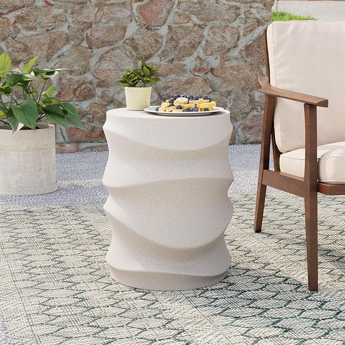COSIEST Set of 2 Outdoor Side Table, 2 Pieces Concrete Side Table - Image 7