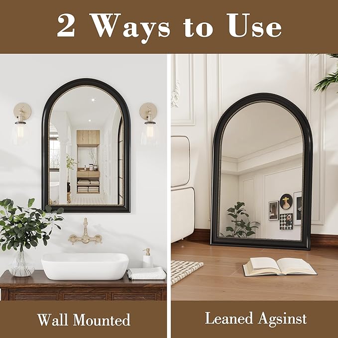 Axeman 32x48 Arched Wall Mirror, Decorative Bathroom Mirror, Traditional - Image 4